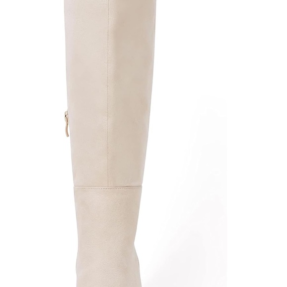 Over the Knee Block Heel Square Toe Side Zipper Faux Suede Boots - Picture 4 of 10